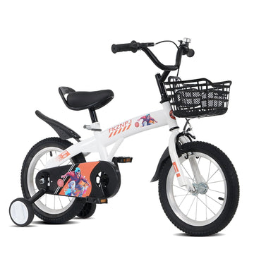 16 Inch Kids Bike for Ages 4-7 Years Old Boys Girls, Sporty Style Kid's Bikes with Training Wheels & Basket, Adjustable Saddle - Children Bicycle for Kids and Toddler (White)