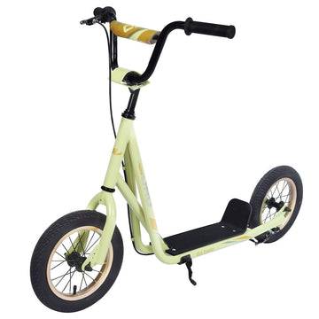 Youth Kick Scooter, BMX-Style Handlebar & Brake Cable Rotor, Wide Foot Deck for Kids Youth Boys Girls Ages 6 and Up, 12-Inch Air Tires, and Max. Weight of 175 lbs(Light Yellow)