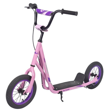 Youth Kick Scooter, BMX-Style Handlebar & Brake Cable Rotor, Wide Foot Deck for Kids Youth Boys Girls Ages 6 and Up, 12-Inch Air Tires, and Max. Weight of 175 lbs(Pink)