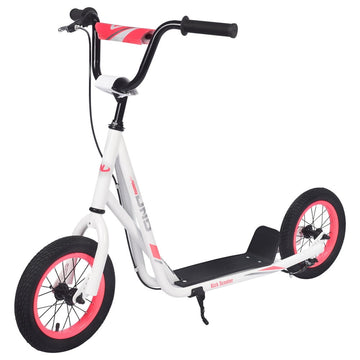 Youth Kick Scooter, BMX-Style Handlebar & Brake Cable Rotor, Wide Foot Deck for Kids Youth Boys Girls Ages 6 and Up, 12-Inch Air Tires, and Max. Weight of 175 lbs(White)