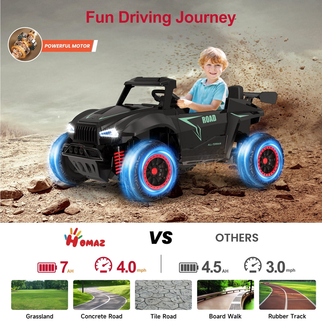 12V 2-Seat Ride on Car Truck w/Remote Control, Kids UTV for Age 3+, 4 Shock Absorbers (Black02)